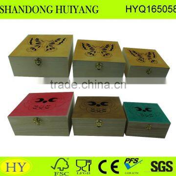 custom laser cut lid paulownia wood box for packing