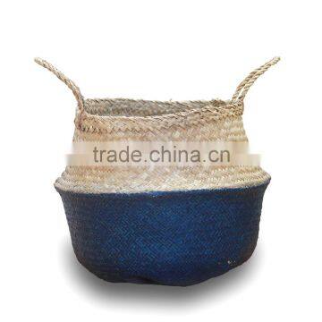 Colorful Dipped Bottom Seagrass Baskets/ Foldable Seagrass Laundry Basket photo-2