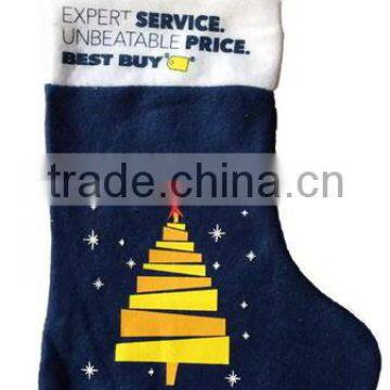 Manufacturer china new products polyester Santa Sacks wool felt custom sock wholesale with Christmas tree stars around