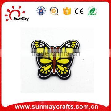 Wholesale custom pvc rubber yellow butterfly fridge magnet for sale