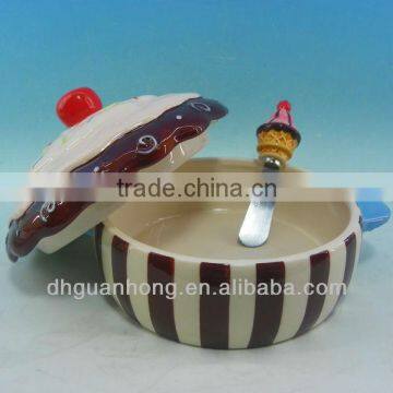 Ceramic Cupcake Butter Dish With Knife photo-1