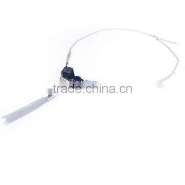 Assorted Geometric Beads Chain Necklace Long Chain Tassel Necklace