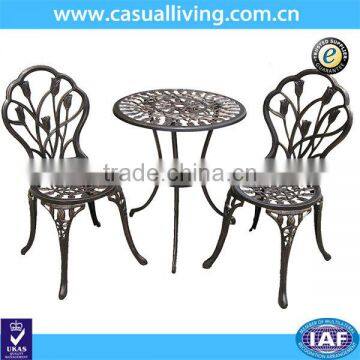 3 Piece Cast Aluminum Black Bistro Patio Set