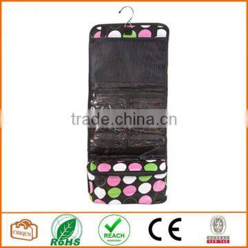 Cosmetic Makeup Hanging Travel Case Toiletries Pink Green White Large Polka Dot Rollup Hair Product Airplane Carryon Pocket photo-2