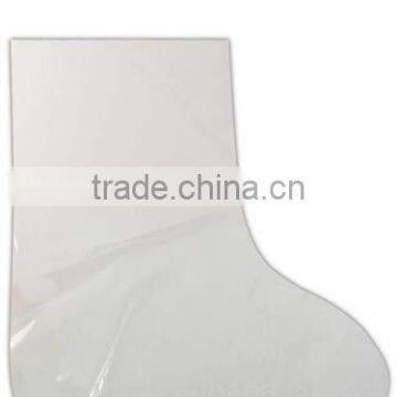 Disposable white plastic boot shoe cover