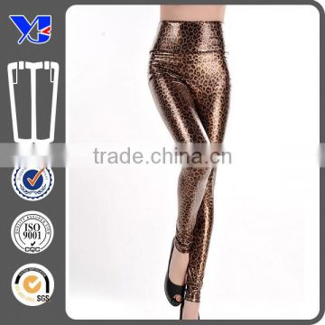 high waist leopard printing acrylic women liquid leggings