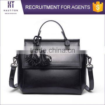 New Style Vintage Ladies Tassel Tote Shoulder Handbags Hot Sale Fashion Women Genuine Split Cow Leather Shoulder Bags With Strap photo-2