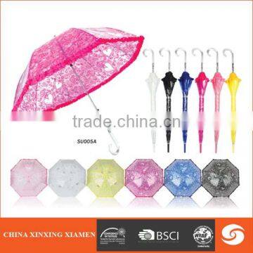 Cheap Clear transparent plastic umbrella for lady