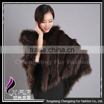 CX-B-95A Wholesale Elegance Real Rabbit Fur Poncho Shawl / Jacket / Coats photo-4