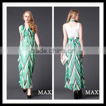 Hot Selling Summer Sleeveless Printing Fashion Hawaiian Beach Maxi Dress