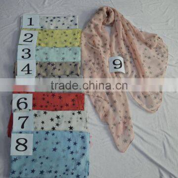 2017 Fashion Girls New Arrival Designer Viscose England Print Star Scarf photo-3