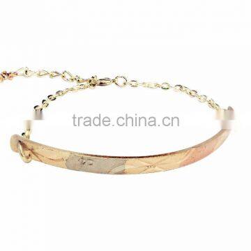 Imitation Three Tone Plated Bangle Bracelet With Extension Link Chain