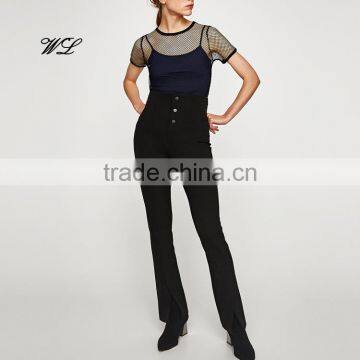 Wholesale Women Custom Top Casual Woman Mesh Short Sleeve knitted T-Shirt China Supplier