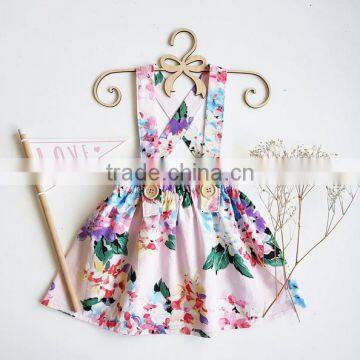 New Design Baby Girl Dress Flower Printed Kids Summer Wholesale Children's Clothing