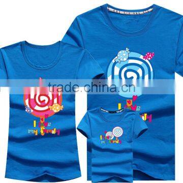 Wholesale Printing Bule Family Matching T-Shirt