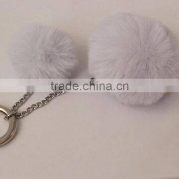 Myfur Double Fake Rabbit Fur Ball Keychain Pom Pom Fluffy Key Chains Pompom Car Keyring Women Bag Pendant photo-4