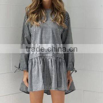 Runwaylover 144 Hot Sale 2017 Ladies Fashion Falbala Plaid Casual Dress photo-4