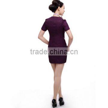 Custom Factory Price Fashion Chantilly Beautiful Burgundy Flight Attendant Uniforms photo-2