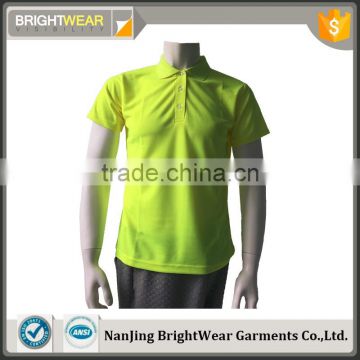 Wholesale women hi vis plain safety fluorescent buttons closure warning polo shirt