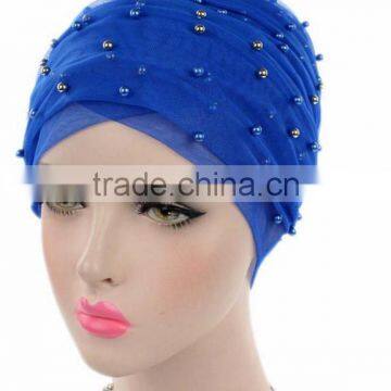 New Pearl Gypsophila Net Headdress Hooded Hat Long Tail Hat Hat Muslim Hat photo-6