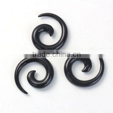 5mm Acrylic Ear Stretcher Expander Spiral Black Ear Gauges photo-3