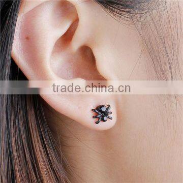 Ear Studs Earrings Halloween Spider Animal Black Rhinestone 8mm x 7mm photo-3