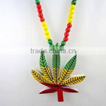 Fashion Acrylic Wood Ceramic Necklace Maple Leaf Shape