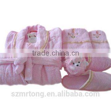 100% cotton terry bathrobe/terry slipper sets for Spa/Hotel