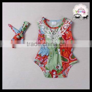 2016 yawoo wholesale lace bibs sleeveless blommers set baby clothes girls romper