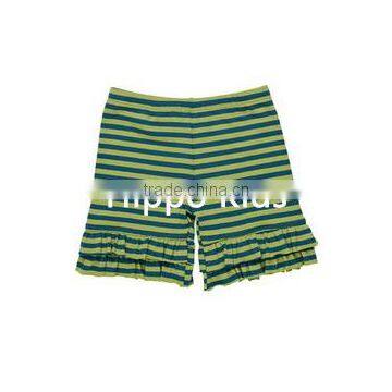 2016 summer girls double ruffled pant green striped shorts boutique baby icing ruffle pants