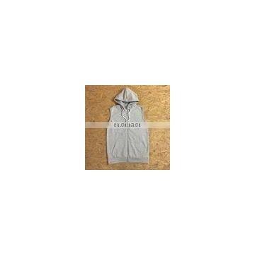 grey sleeveless hoodie for men