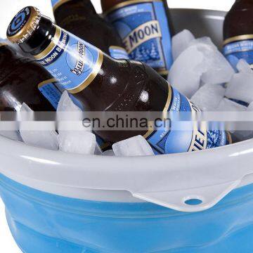 Multifunction flexible silicone folding beer ice bucket