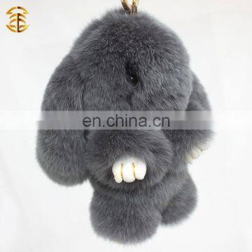 Fashion Charm Pendant Genuine Rex Rabbit Fur Keychain