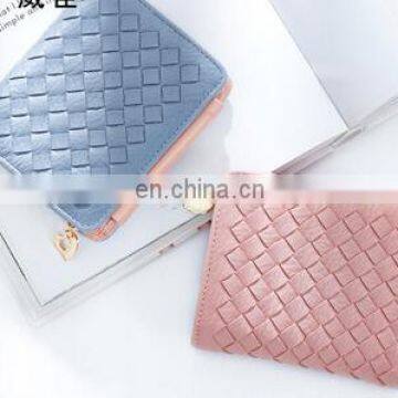 New Fashion Hand Woven PU Leather Women Wallet Cute Design 5 Colors Mini Wallets Ladies Clutch Handbag Coin Purse Card Holder