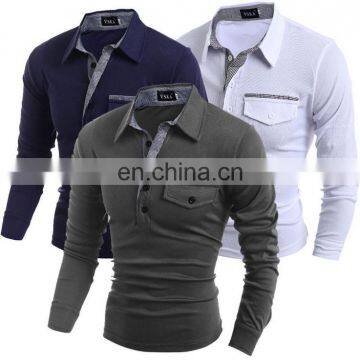 China Supplier Fashion Men Summer Slim Fit Casual Long Sleeve Polo Shirts T-shirt New Tee Tops