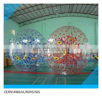 colorful inflatable climb in ball. inflatable zorb ball on soccer grass filed