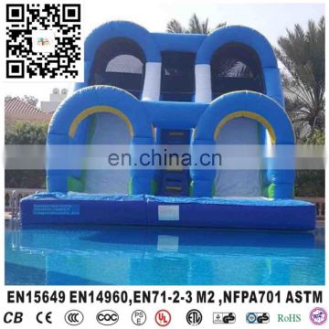 Double Lane Used Inflatable Dry Slide Blue Big Slides For Sale