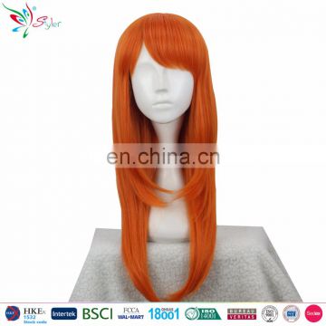 Styler Brand charming malaysia long dark orange Hair straight cosplay wig cap shop online