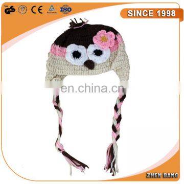 Best Selling Cute earflap soft hand made pom pom knitted beanie baby knit hats braid