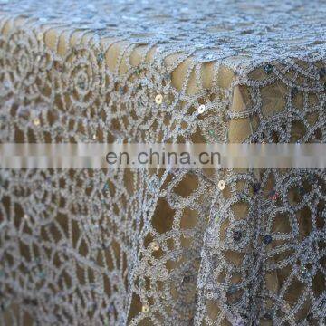 silver chemical lace embroidery fabric to make tablecloths for wedding