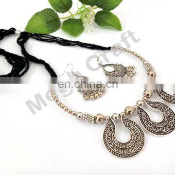 Vintage Gypcy Style Oxidized Pendant Set- Navratri Special Banjara Necklace- Women Navratri Wear Oxidized Necklace set