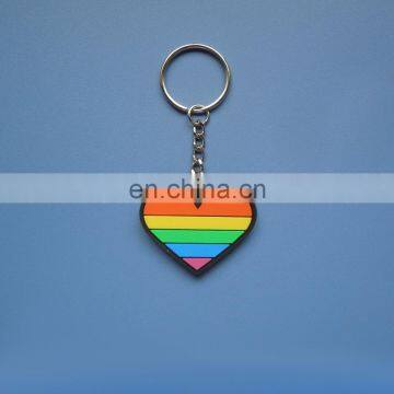 Promotional rianbow heart shape gay peide rubber pvc keychain