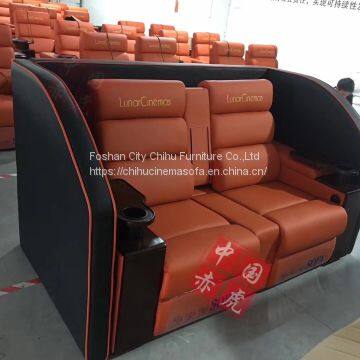 Custom Genuine Leather Power Recliner Love Seat With Tray Table for Cinema Hall photo-2