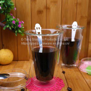 Heat Proof High Borosilicate Double Wall Glass Cup Tumbler Cups With Lid for Tea and Coffee Drinking