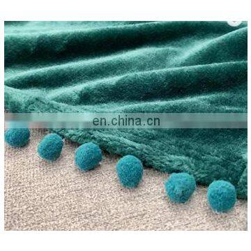 Custom 100% Polyester Flannel Spring/Autumn Brushed Cozy Fleece Throw Blanket With Tassels photo-3