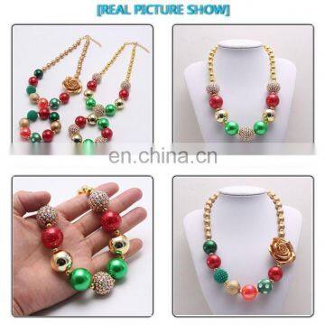 Christmas Chunky Necklace Set Necklace + Bracelet 2pcs Girl Bubble Beads Boutique Jewelry Sets photo-6