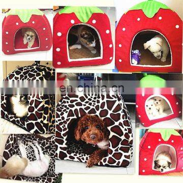 Dual Use Soft Cushion Collapsible Breathable Dog Bed Strawberry Pet Winter Warm House photo-6