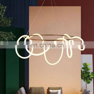 Light luxury modern led long chandelier living room dining room light simple minimalist INS art hose lighting