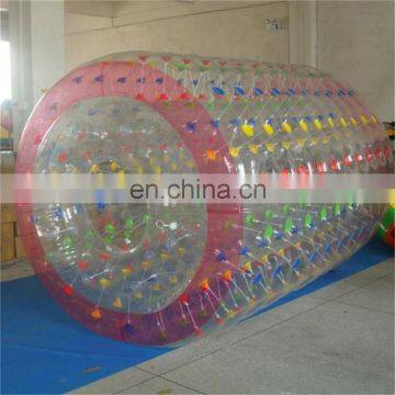 The best factory price colorful inflatable water rolling wheel,inflatable water walking roller toys for fun