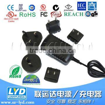 Universal 5V 2.5A Interchangeable Plugs Power Adapter with CE approval